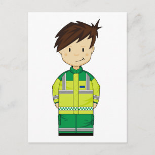 Cute Cartoon Ambulance EMT Postcard