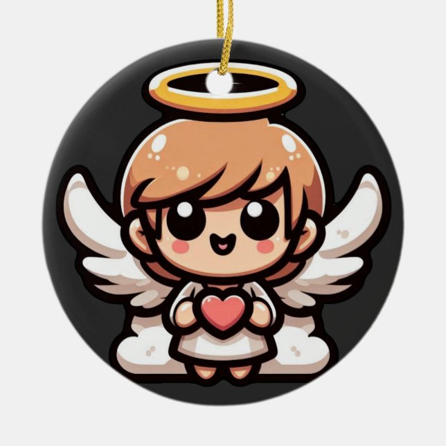Cute Cartoon Angel Ceramic Tree Decoration (Front)