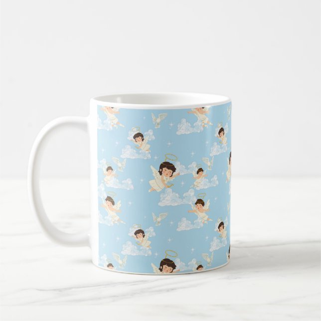  Cute Cartoon Angels And Doves Seamless Pattern Coffee Mug (Left)