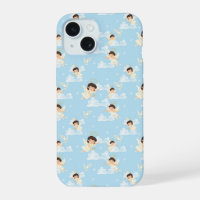Cute Cartoon Angels And Doves Seamless Pattern