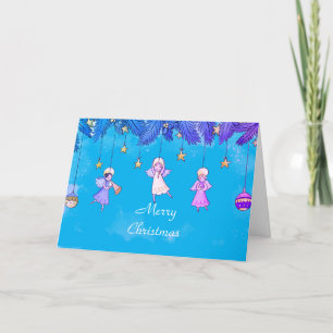 Cute Cartoon Angels Holiday Card