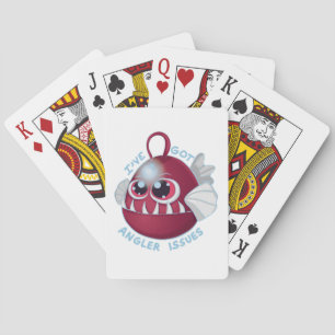 Cute Cartoon Anglerfish with Text Playing Cards