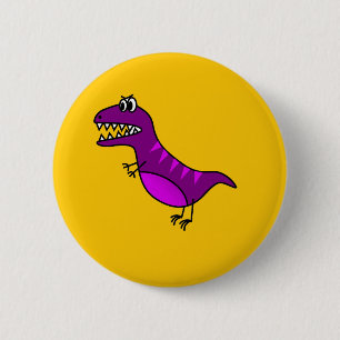 Cute cartoon angry purple dinosaur 6 cm round badge