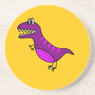 Cute cartoon angry purple dinosaur coaster