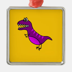 Cute cartoon angry purple dinosaur metal tree decoration