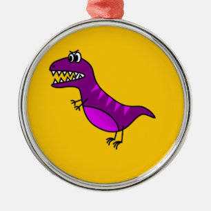 Cute cartoon angry purple dinosaur metal tree decoration