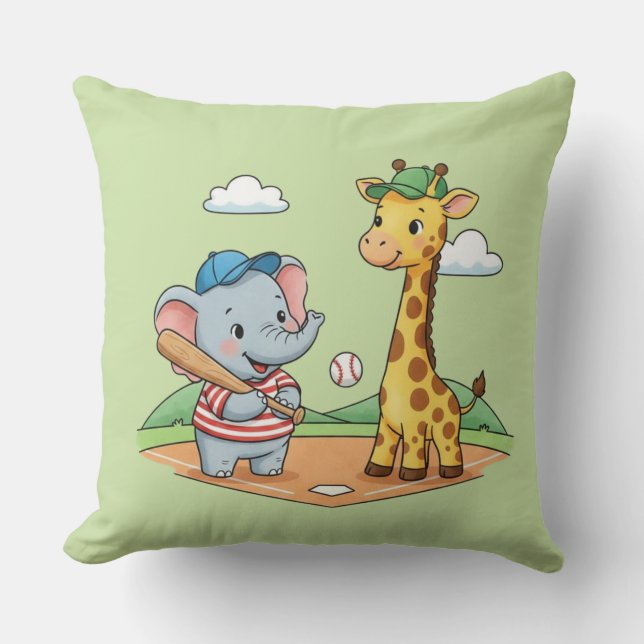 Cute Cartoon Animal Baseball Friends Design Cushion (Front)