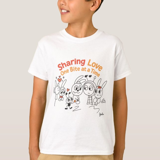 Cute Cartoon Animal Cookie T-Shirt – Sharing Love  (Front)