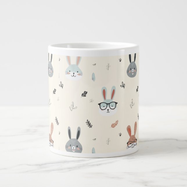 Cute cartoon animal faces large coffee mug (Front)