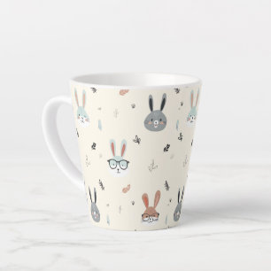 Cute cartoon animal faces latte mug