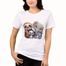 Cute Cartoon Animal Moms T-Shirt – Adorable Mother