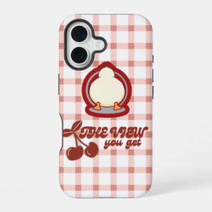 Cute Cartoon Animal with Retro Chequered Design iPhone 16 Case