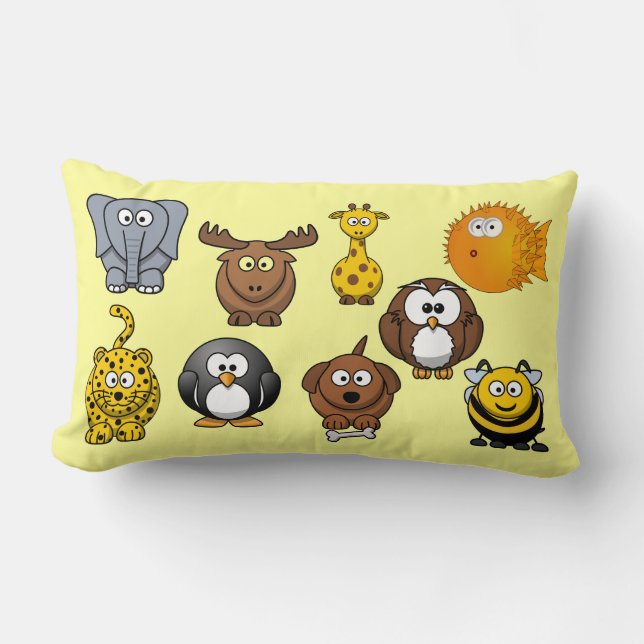 Cute Cartoon Animals Baby Boy Girl Kids Lumbar Cushion (Front)