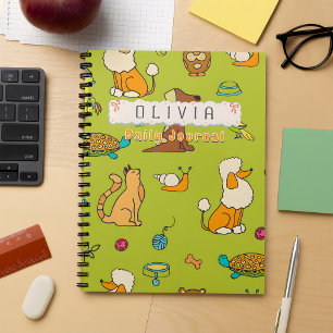 Cute Cartoon Animals Custom Name Daily Journal