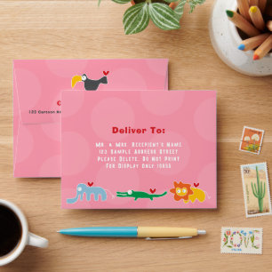Cute Cartoon Animals Family Children Kids Fun Envelopes