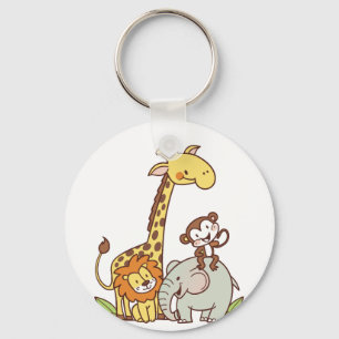 Cute Cartoon Animals – Giraffe, Lion & Monkey Key Ring