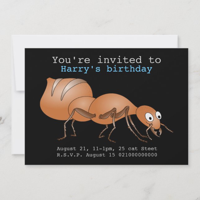 Cute Cartoon Ant Invitation (Front)