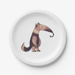 cute cartoon anteater paper plate