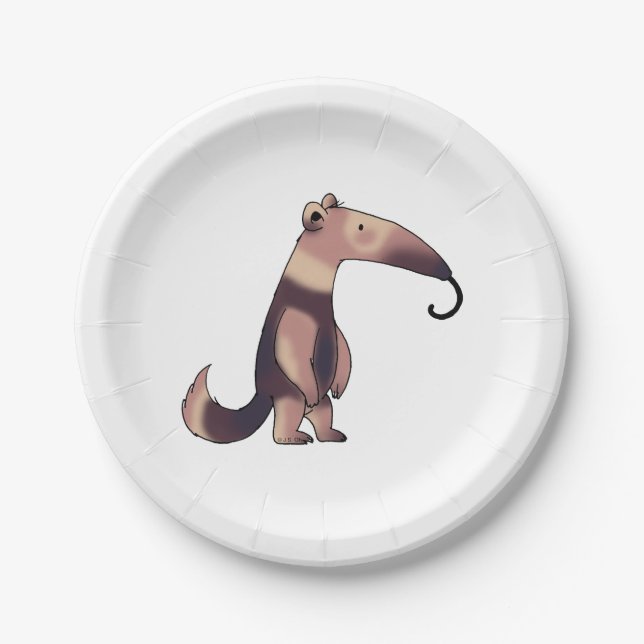 cute cartoon anteater paper plate (Front)