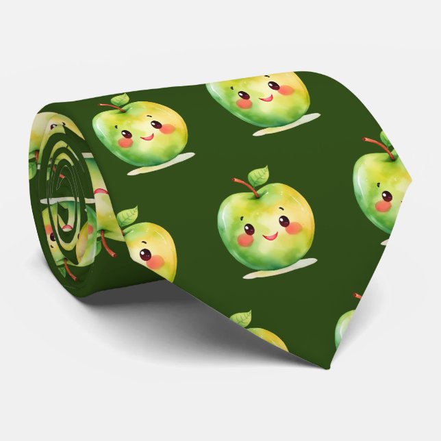 Cute cartoon apple tiled pattern  tie (Rolled)