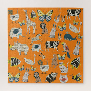 Cute cartoon art work Newspaper Animals Jigsaw Puzzle