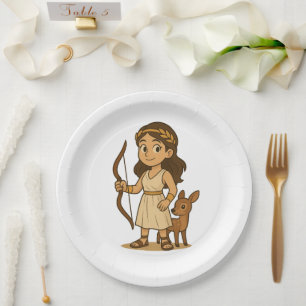 Cute Cartoon Artemis Baby Paper Plates – Greek God