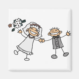Cute Cartoon Artistic Wedding Save The Date Magnet