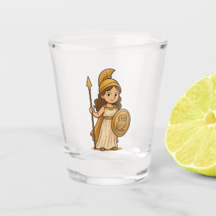Cute Cartoon Athena Shot Glass Greek Goddess