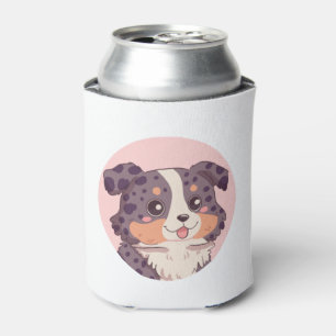 Cute cartoon australian shepherd dog kawaii illust can cooler