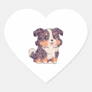Cute cartoon australian shepherd dog kawaii illust heart sticker
