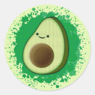 Cute Cartoon Avocado Classic Round Sticker