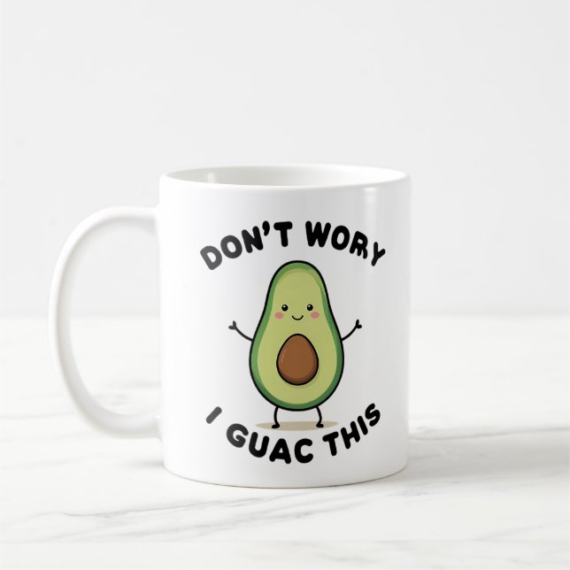 Cute Cartoon Avocado Coffee Mug (Left)