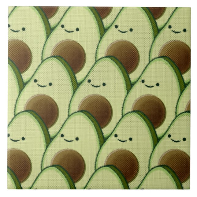 Cute Cartoon Avocado Decorative Individual  Tile (Front)