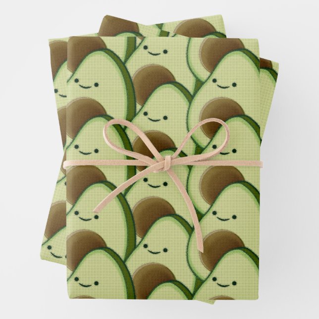 Cute Cartoon Avocado Decorative Wrapping Paper Sheet (In situ)