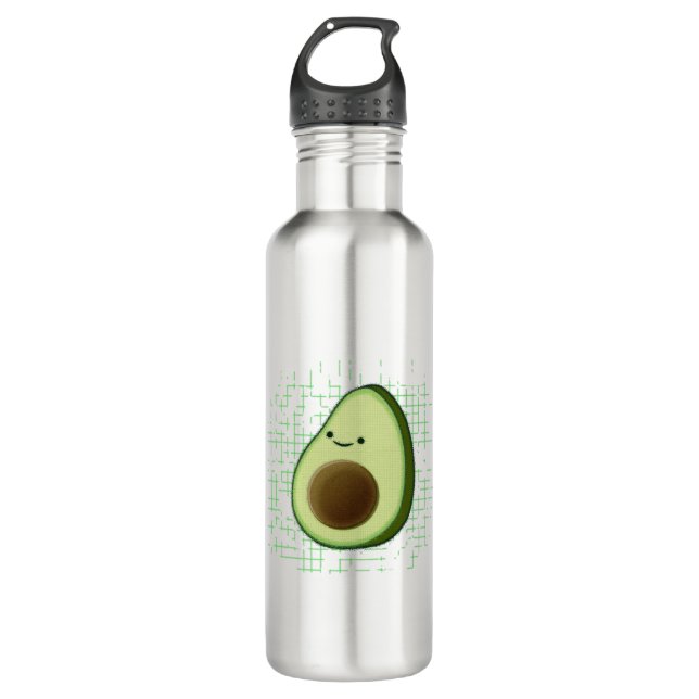 Cute Cartoon Avocado On Distressed Background 710 Ml Water Bottle (Front)