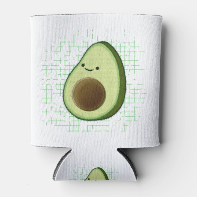 Cute Cartoon Avocado On Distressed Background Can Cooler (Front)