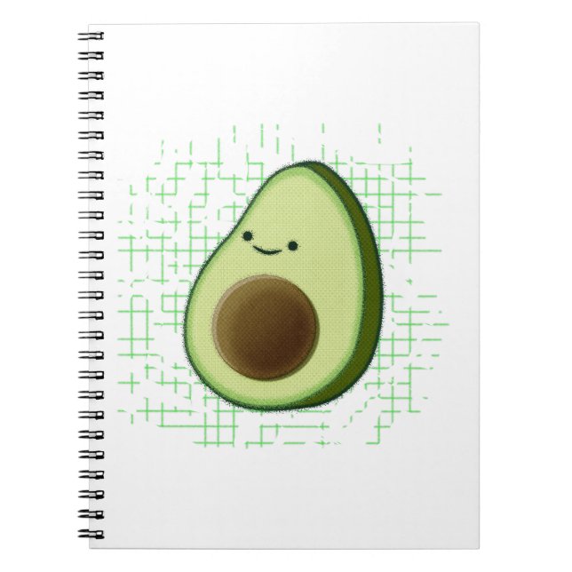 Cute Cartoon Avocado On Distressed Background Notebook (Front)