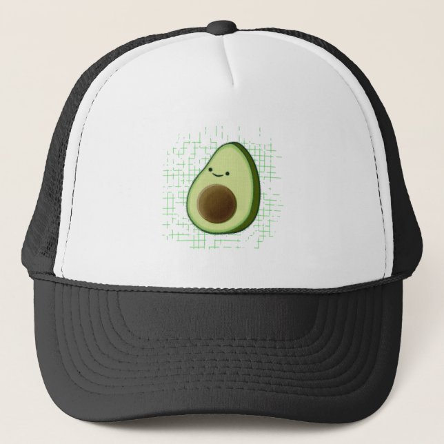 Cute Cartoon Avocado On Distressed Background Trucker Hat (Front)