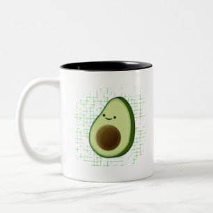 Cute Cartoon Avocado On Distressed Background Two-Tone Coffee Mug