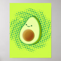 Cute Cartoon Avocado On Distressed Green Vortex