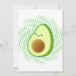 Cute Cartoon Avocado On Distressed Vortex Invitation