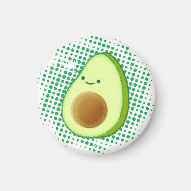 Cute Cartoon Avocado On Distressed Vortex Magnet (Front)