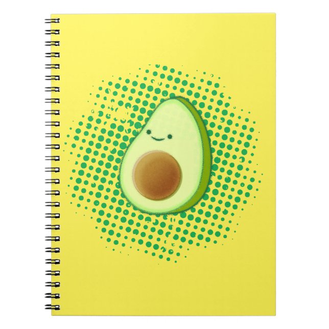 Cute Cartoon Avocado On Distressed Vortex Notebook (Front)
