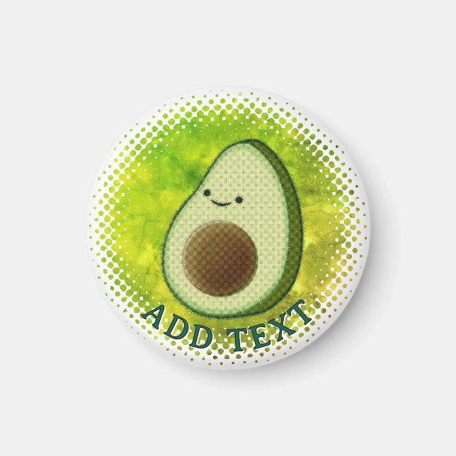 Cute Cartoon Avocado Watercolor Background Magnet (Front)