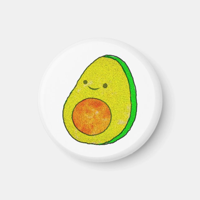 Cute Cartoon Avocado Watercolor Magnet (Front)