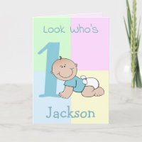 Cute Cartoon Baby Boy 1st Birthday
