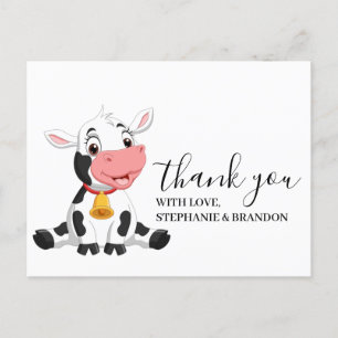 Cute Cartoon Baby Cow Thank You Card