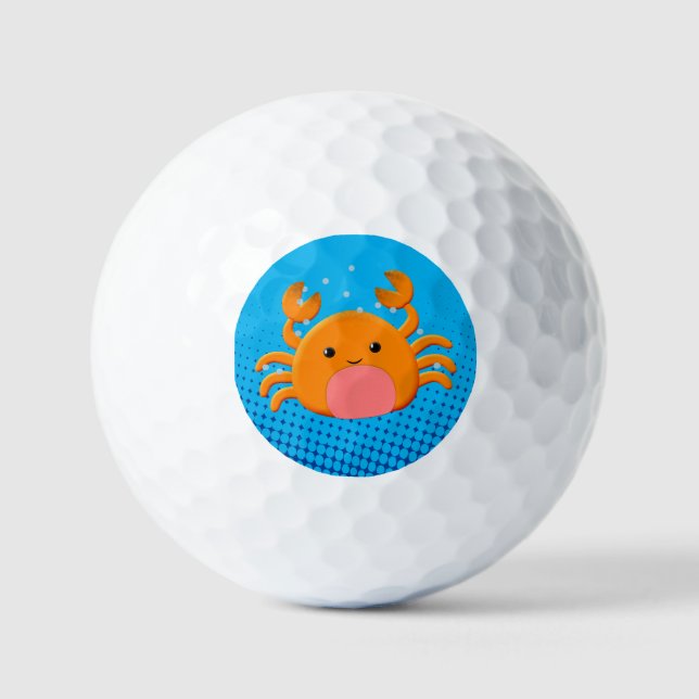 Cute Cartoon Baby Crab Blue Ocean Golf Balls (Front)