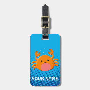 Cute Cartoon Baby Crab Blue Ocean Luggage Tag