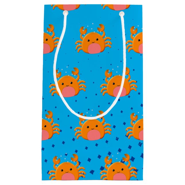 Cute Cartoon Baby Crab Blue Ocean Small Gift Bag (Front)